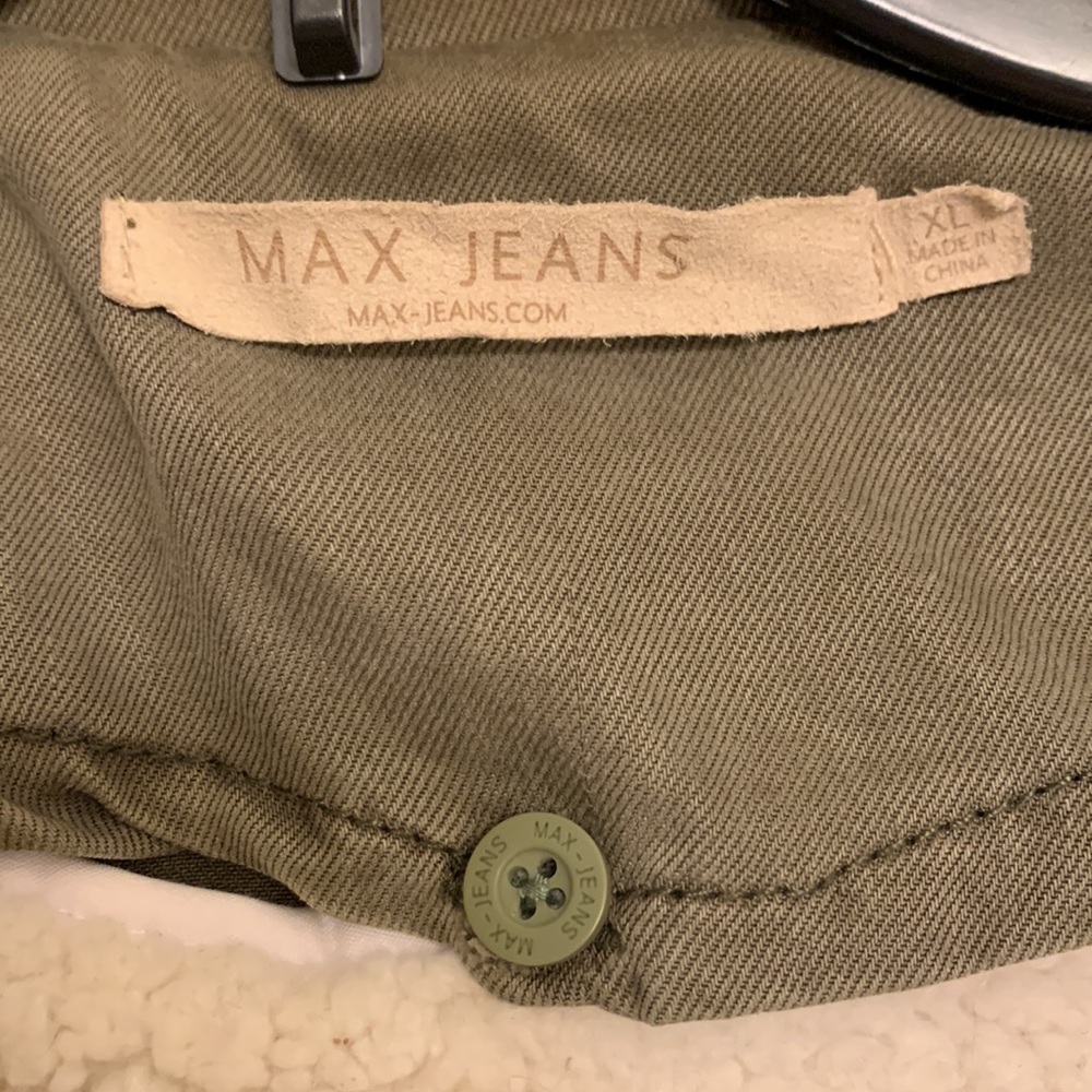 Insulated Military Cargo Jacket Max Jeans Olive Green Utility Jacket - Picture 3 of 16